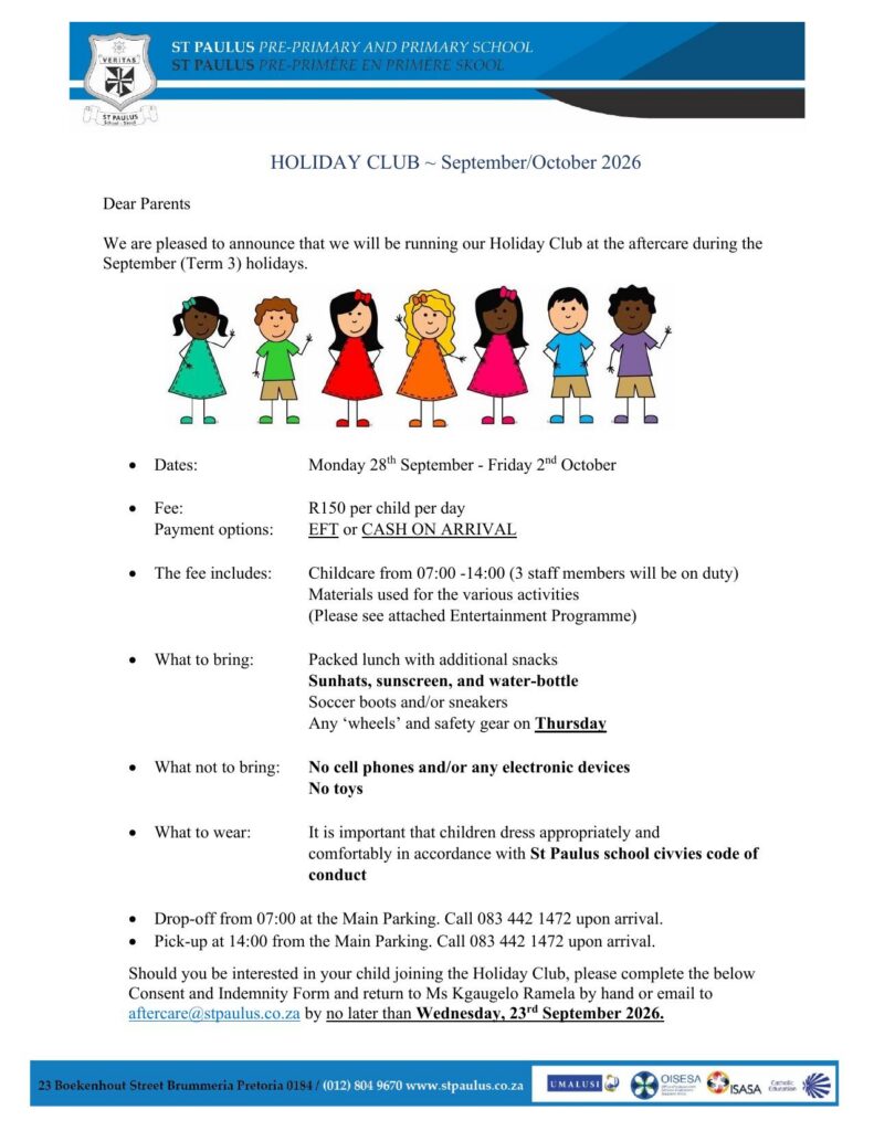 Holiday Club September-October 2026