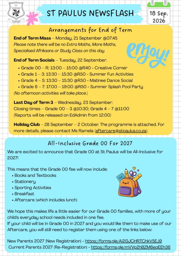 ST PAULUS Newsflash 18-09-2026